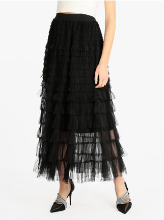 Gonna lunga in tulle con balze donna