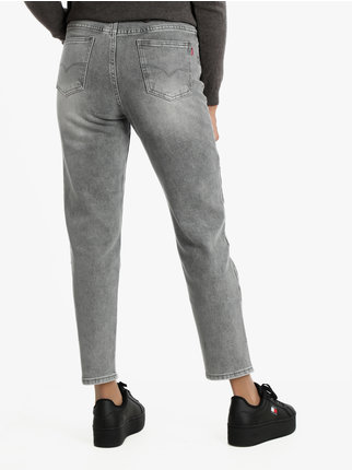 Graue Mom-Fit-Jeans für Damen
