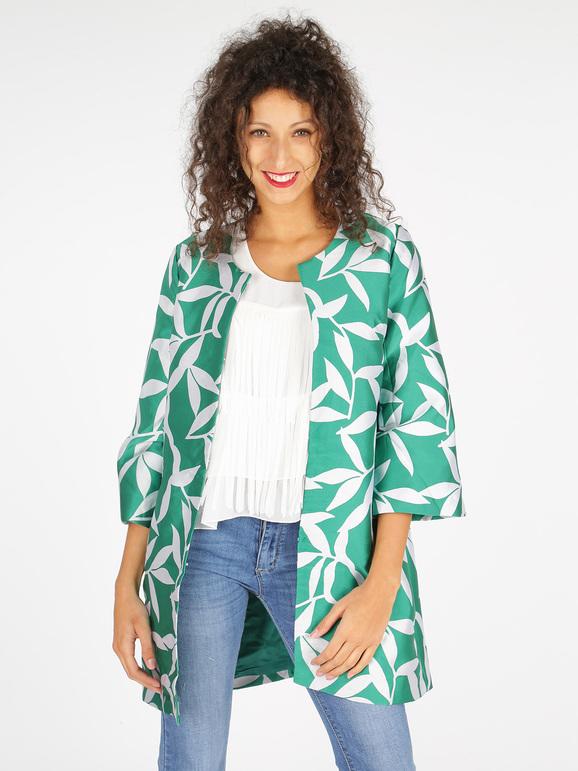 Green patterned spring coat