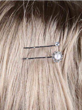 Haarspangen mit Perle und Strass 2 Stück