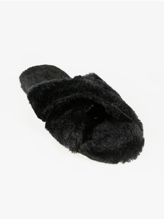 Hairy open toe slippers for women