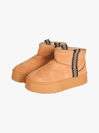 Hairy women's ankle boots with platform