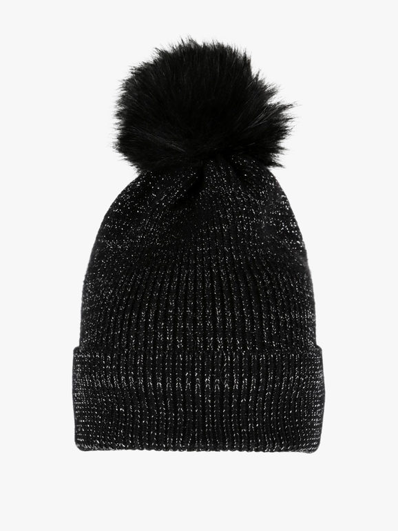 Hat with lurex and pompon