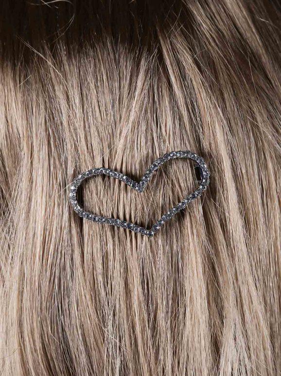 Heart hair clip with rhinestones