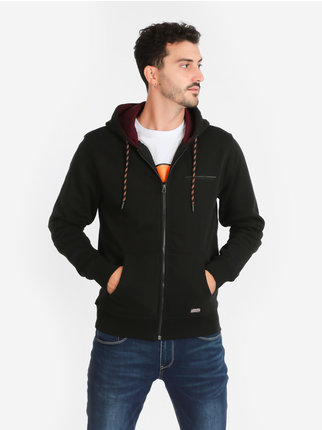 Heavy men's sweatshirt with hood and zip