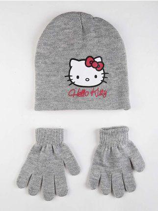 Hello Kitty Mütze + Handschuhe für Mädchen