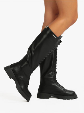 High lace up boots