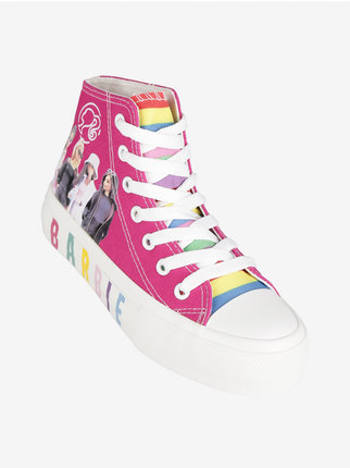High-top sneakers for girls in canvas