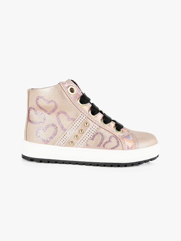 High-top sneakers for girls with hearts