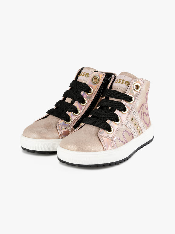 High-top sneakers for girls with hearts