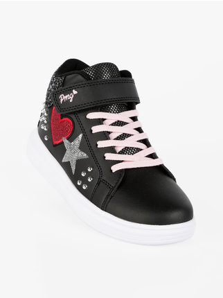 High-top sneakers for girls with studs