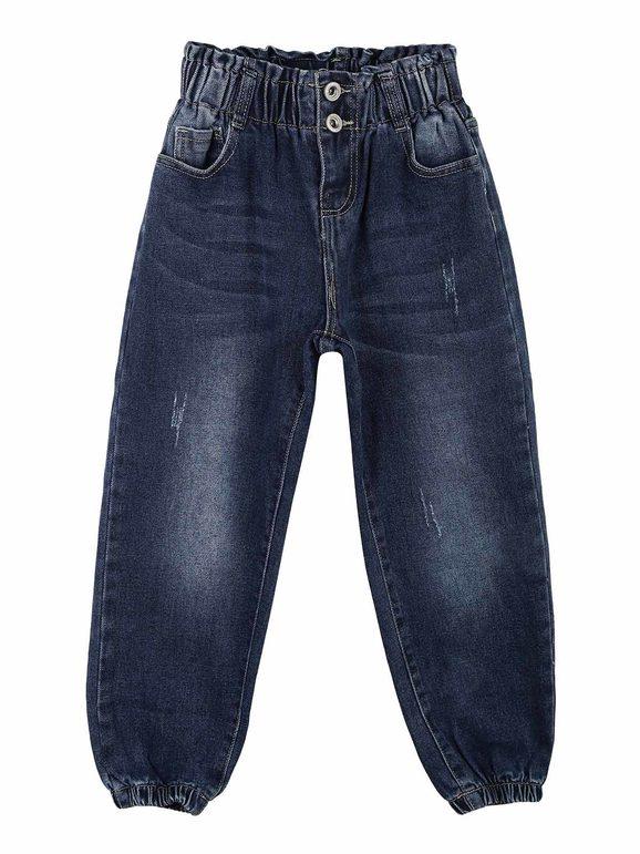High-waisted balloon jeans for girls