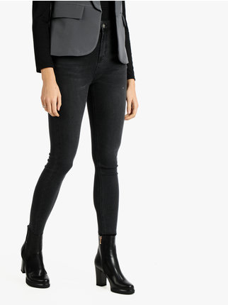 High-waisted black skinny women's jeans