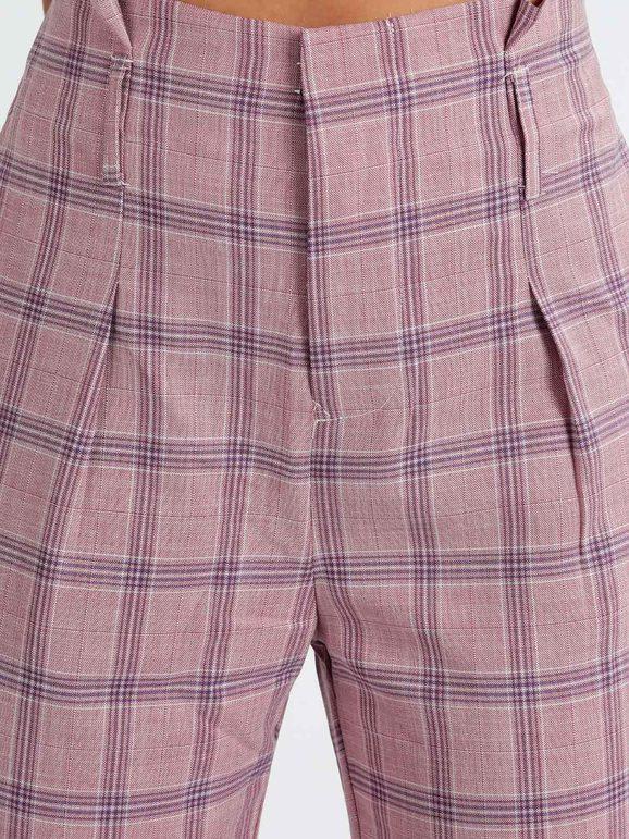 High waisted checked trousers