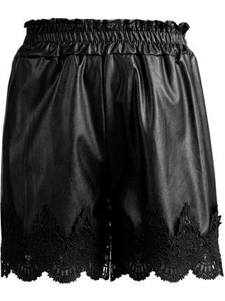 High-waisted faux leather shorts
