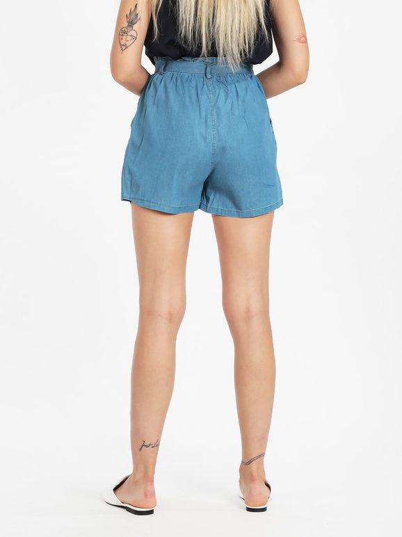 High-waisted jeans-effect shorts for women