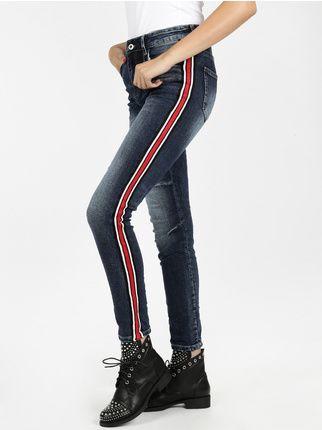 High-waisted jeans with side bands