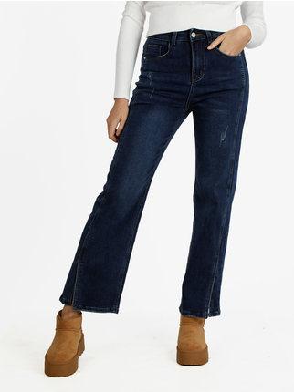 High-waisted women's jeans with slits