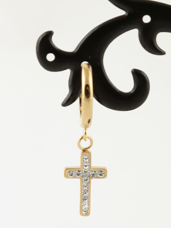 Hoop earring with cross pendant