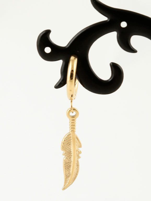 Hoop earring with leaf pendant