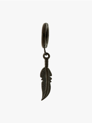 Hoop earring with leaf pendant