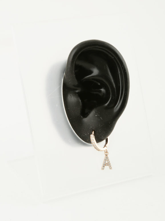 Hoop earring with letter "A" pendant