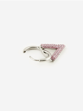 Hoop earring with rhinestone pendant