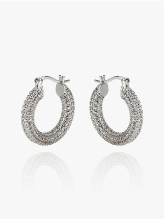 Hoop earrings with rhinestones for women