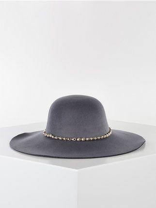 Hut mit breiter Krempe mit Perlen