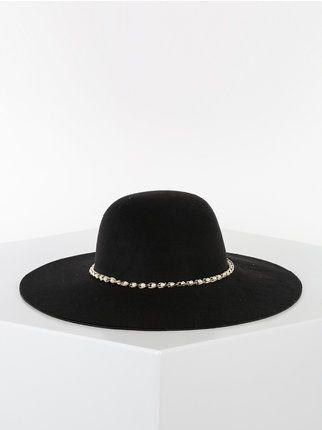 Hut mit breiter Krempe mit Perlen