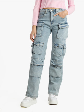Jean cargo multipoches femme