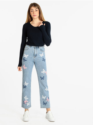 Jeans baggy donna con stampe