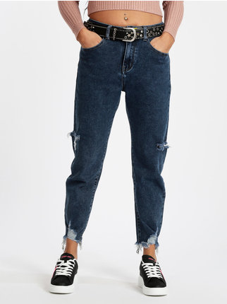 Jeans baggy donna con strappi