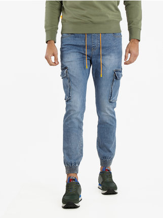 Jeans cargo da uomo con tasconi e polsini
