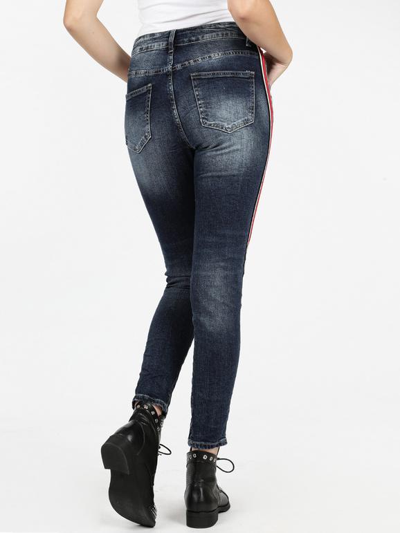 Jeans con bande laterali a vita alta