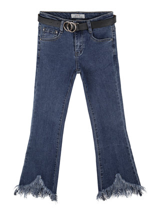 Jeans da bambina a zampa sfrangiati