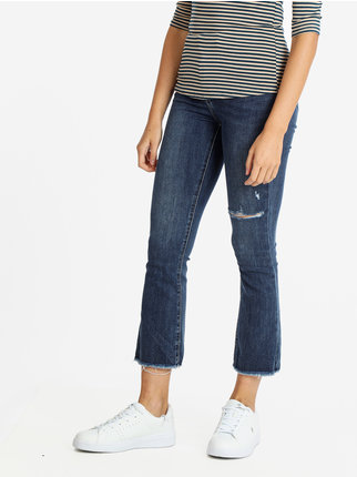 Jeans donna modello a zampa sfrangiata