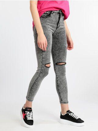Jeans donna push up skinny con strappi