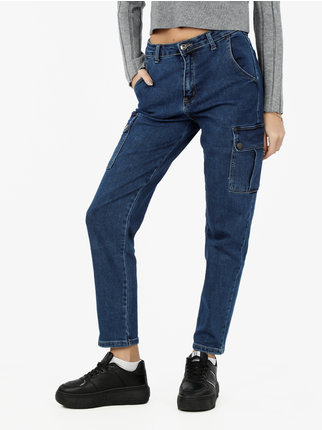 Jeans donna stright fit con tasconi laterali