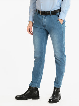 Jeans effect men's cotton trousers