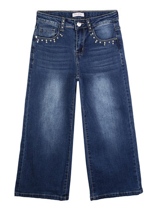 Jeans larghi da bambina con strass