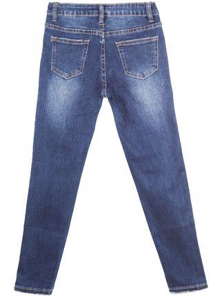 Jeans misto cotone con strappi e rete