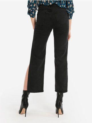 Jeans nero push up con spacchi profondi laterali