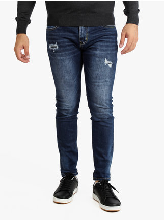 Jeans regular fit da uomo con strappi