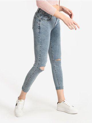 Jeans skinny push up con strappi