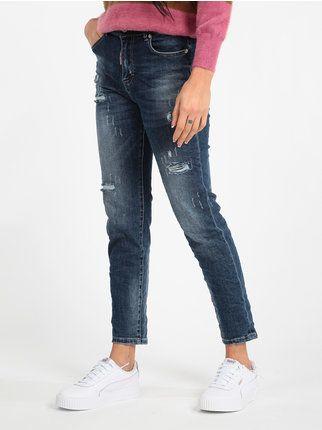 Jeans slim fit a vita alta con strappi