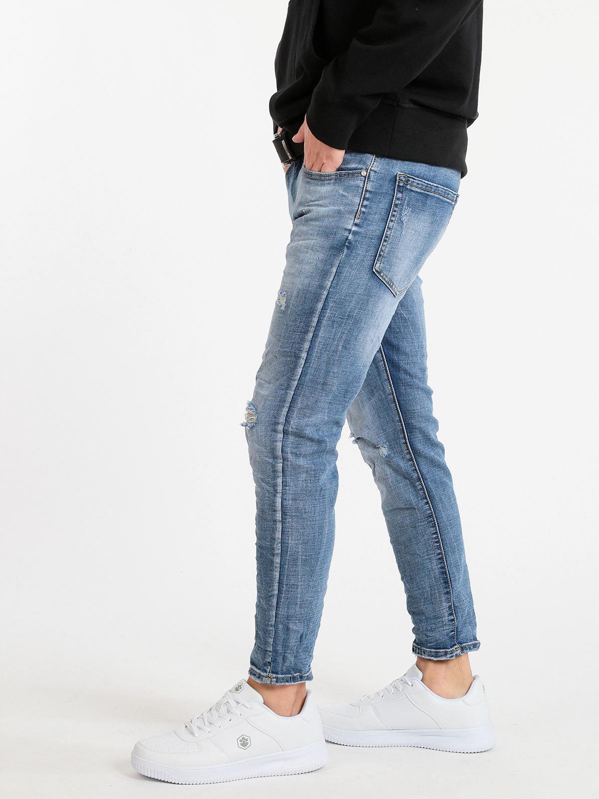 Pantaloni Uomo Jeans skinny Con Strappi Vestibilità Aderente Taglia Da 42 A 52 