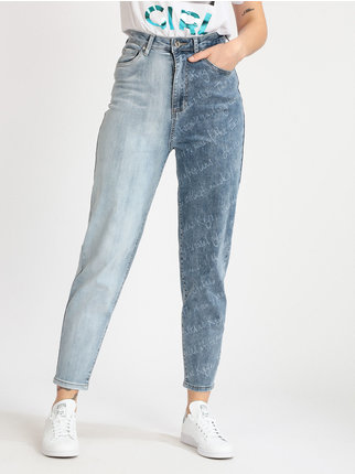 Jeans slouchy mujer bicolor
