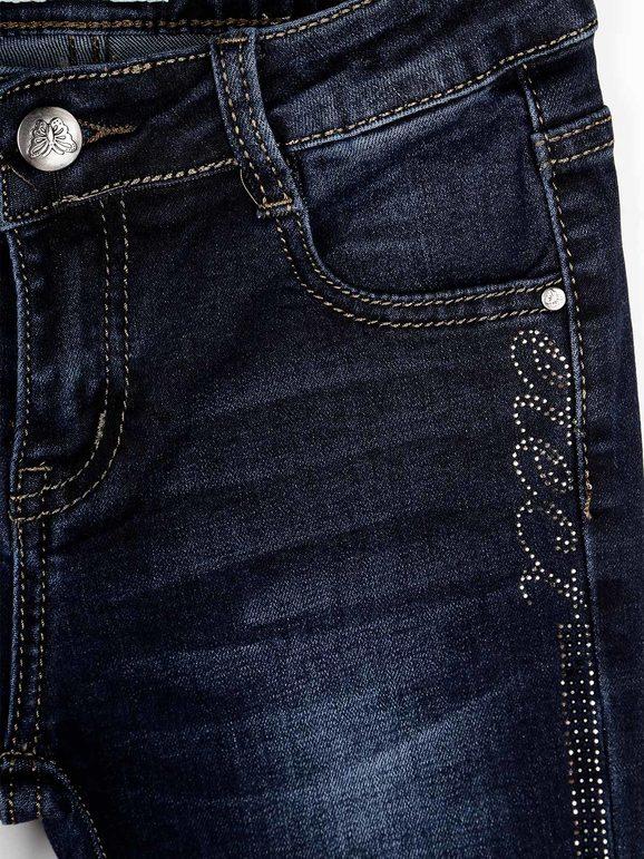 Jeans with side rhinestones