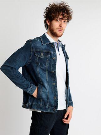 Jeansjacke mit Taschen und Rissen